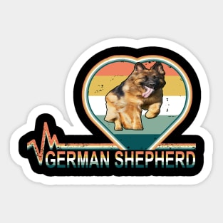 Retro German Shepherd Heartbeat Vintage Sticker